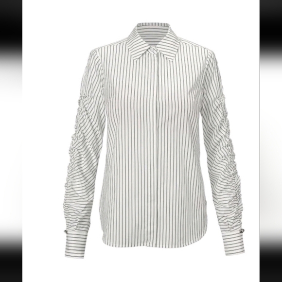 CAbi Tops - CABI Linear Button Up Blouse 4530 White with Black Stripes Size S
